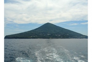 椿の島利島の遠景