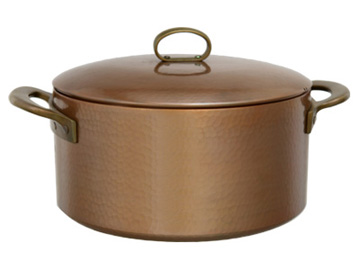 鎚起 (打物) 銅器　特厚銅煮込み鍋　24cm-12高　生地色 商品写真