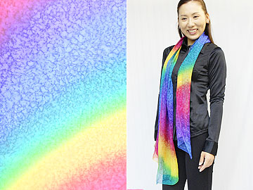 絹ぼかし染め　虹色シルクシフォン スカーフ商品写真