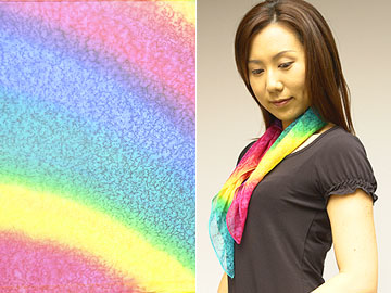 絹ぼかし染め　虹色シルクシフォン プチスカーフ商品写真