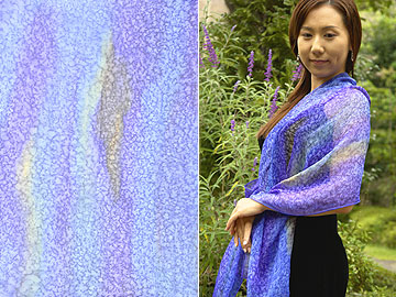 絹ぼかし染め　シルクシフォン スカーフ （ブルー）商品写真