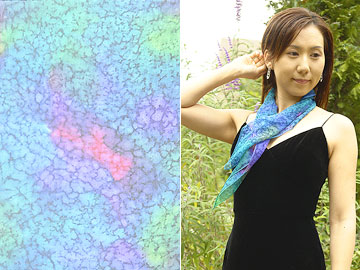絹ぼかし染め　シルクシフォン プチスカーフ (虹色ブルー)商品写真