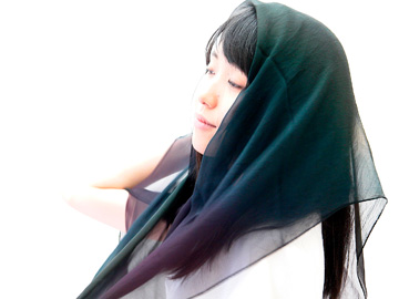 絹ぼかし染め　シルクシフォン スカーフ (ブラック)商品写真