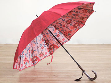 甲州織うらほぐし織傘　和花柄（紅色）　親骨55cm　12本カーボン骨　(995326)商品写真