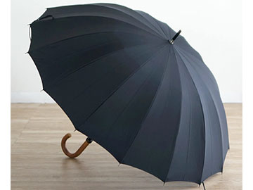ファインデニール生地ミラトーレ雨傘(ブラック)　親骨65cm　16本　(997665)商品写真
