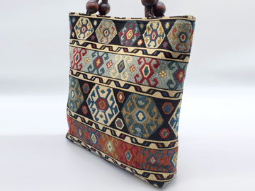 ゴブラン織り　ベルギー伝統柄幾何　トートバッグ(中)商品写真
