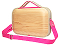 販売終了　木のバッグ　monacca　bag-kaku　ピンクＳＳ（ショルダーベルト付）【エコアス馬路村】