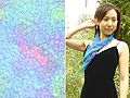 絹ぼかし染め　シルクシフォン プチスカーフ (虹色ブルー)
