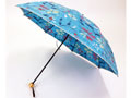 甲州織洋傘　晴雨兼用　折りたたみ傘　「ボーダーフラワー」2段折 　親骨50cm　スカイブルー　8本グラスファイバー骨　(990257)