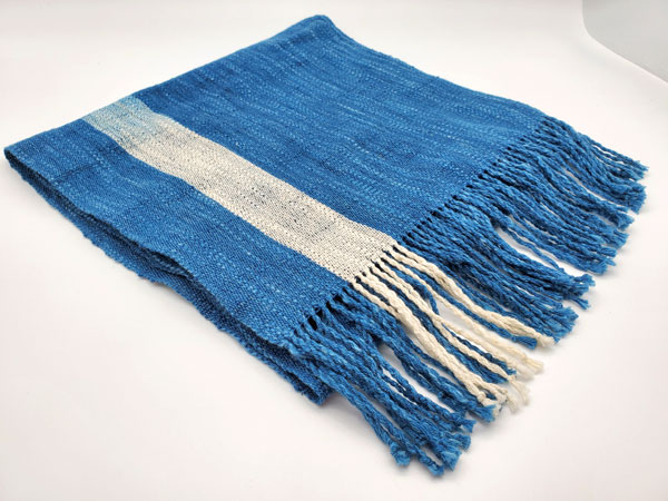 草木染手織 ストール H316 (素材：木綿、染色：藍)
