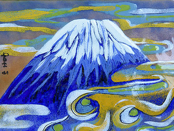 七宝焼　名山シリーズ　富士山　（額縁付）　商品写真