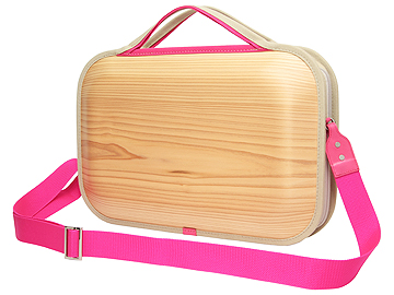 販売終了　木のバッグ　monacca　bag-kaku　ピンクＳＳ（ショルダーベルト付）【エコアス馬路村】商品写真