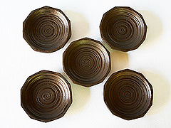 庄川挽物木地　天然木漆器　ハツリ茶托5寸（栗）　5枚セット