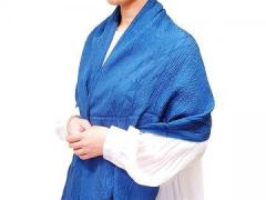 本藍染 ジャガードふくれ織りストール（絹100%）（天然灰汁醗酵建）